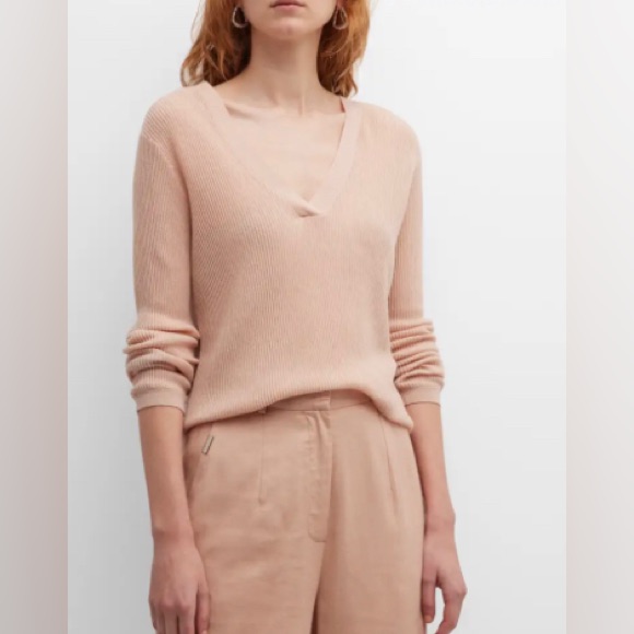 Grey Ven Haldane V Neck Luxe Cashmere Sweater M $345